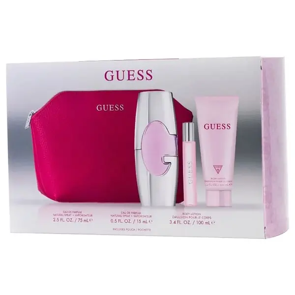 GUESS PINK WOMEN SET EDP 75ML+EDP 15ML+BL 100ML+POUCH 