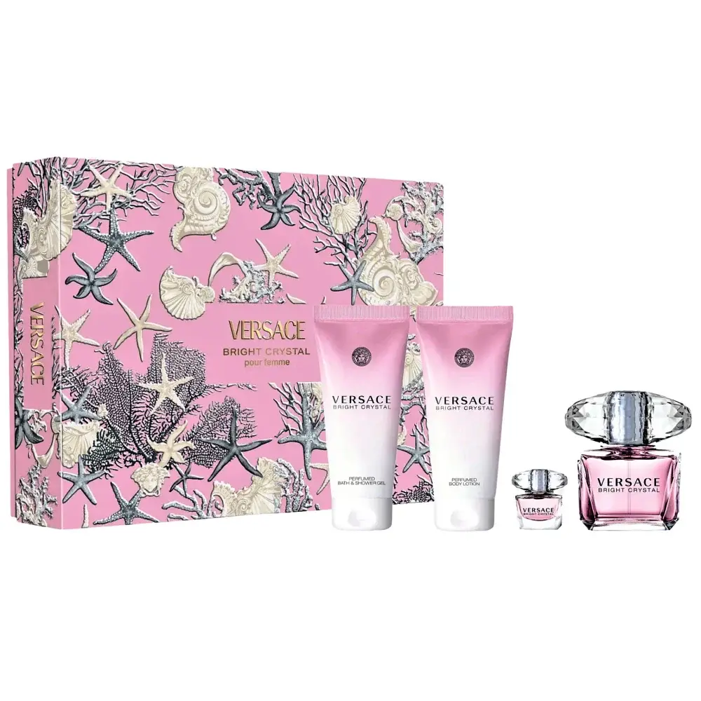 VERSACE BRIGHT CRYSTAL SET EDT 90ML+5ML+PERFUM BL 100ML+PERFUM SG 100ML 