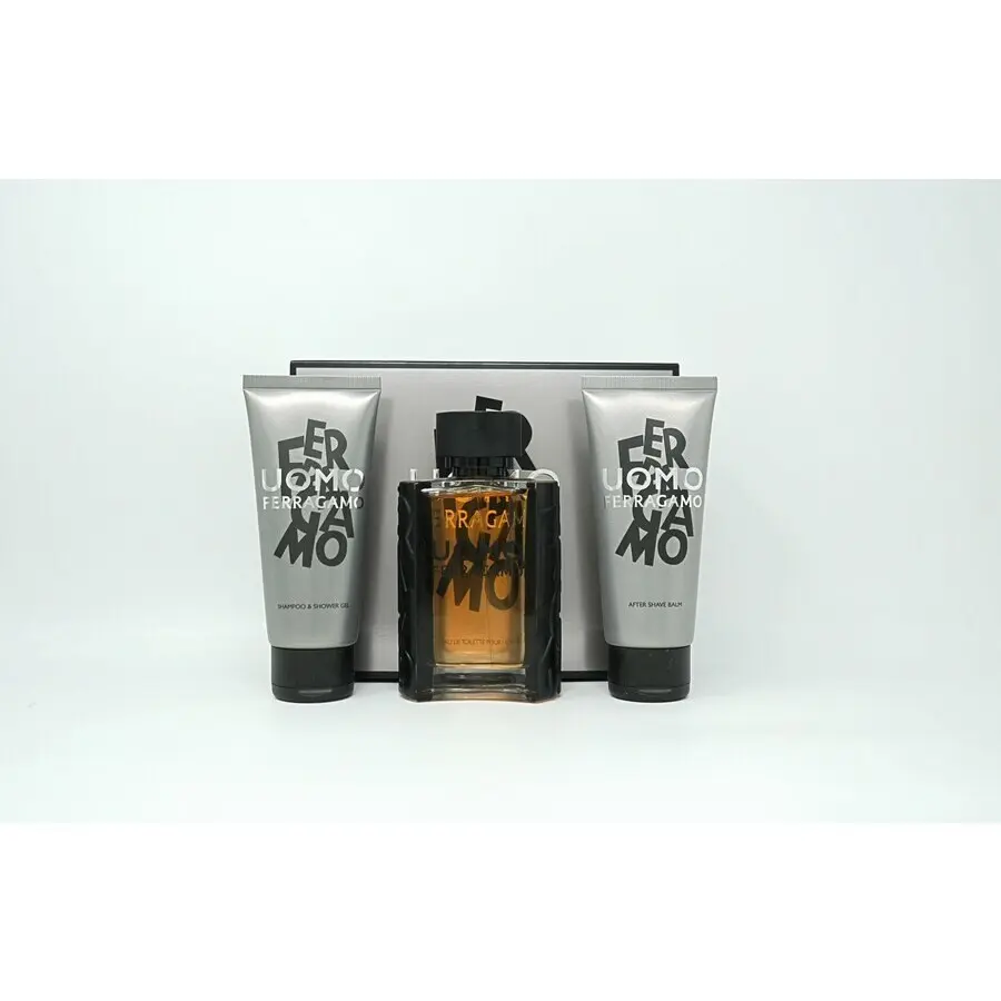 FERRAGAMO UOMO MEN SET EDT 100ML + SHAMPOO & SG 100ML + ASB 100ML 