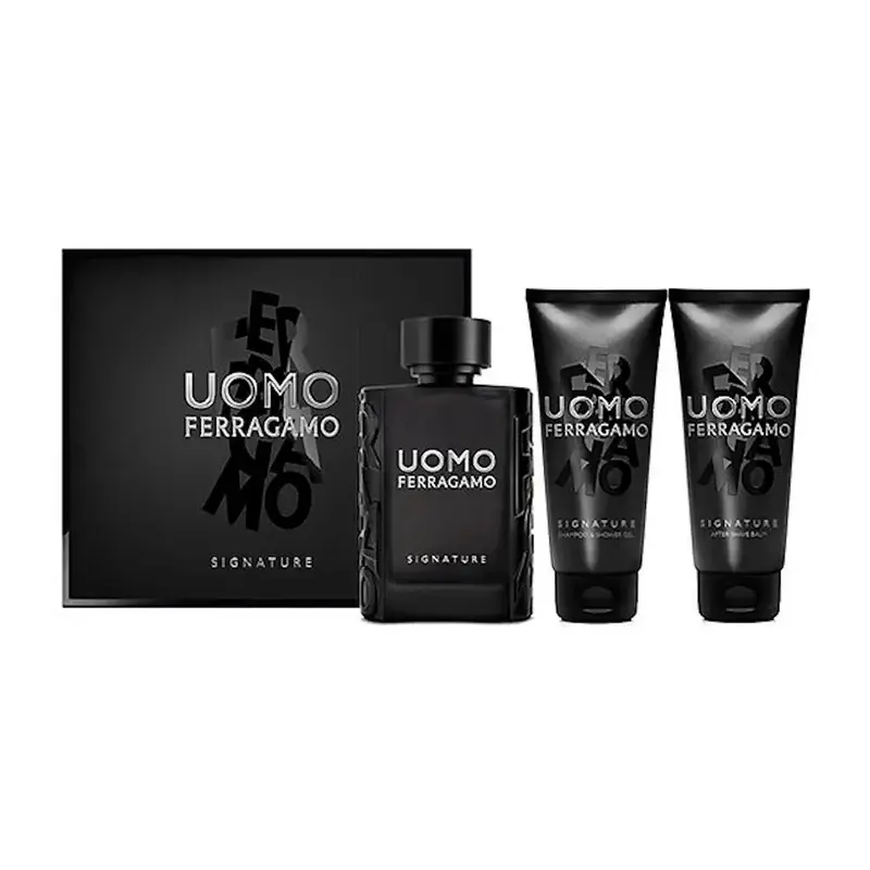 FERRAGAMO UOMO SIGNATURE MEN SET EDP 100ML + SHAMPOO & SG 100ML + ASB 100ML 