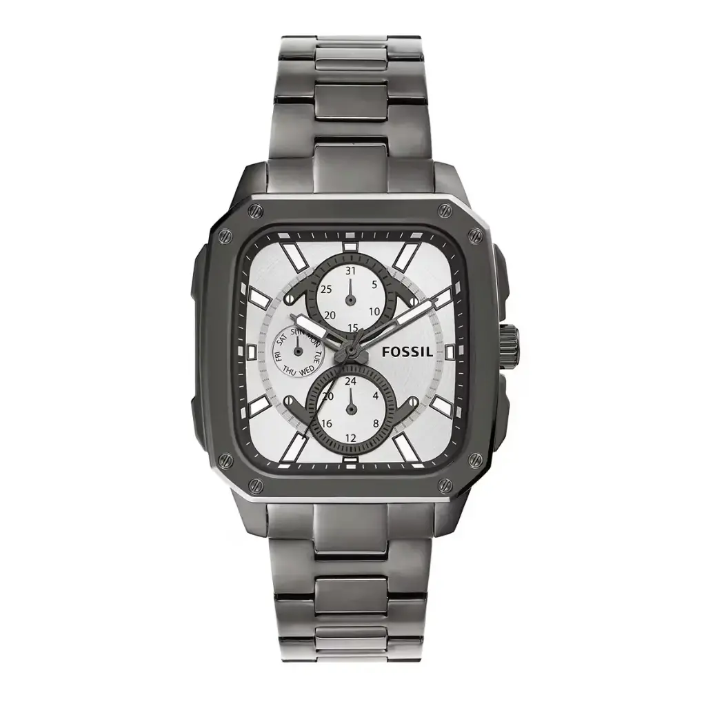 BQ2657 FOSSIL INSCRIPTION GUN-METAL WATCH 