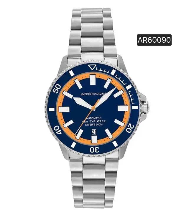 AR60090 ARMANI AUTOMETICAL BLUE DIAL STEEL MEN WATCH 