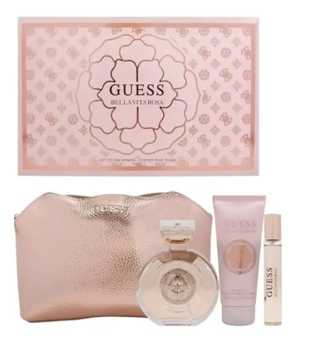 [085715330550] GUESS BELLA VITA ROSA WOMEN SET EDT 100ML+EDT 15ML+BL 100ML+POUCH 