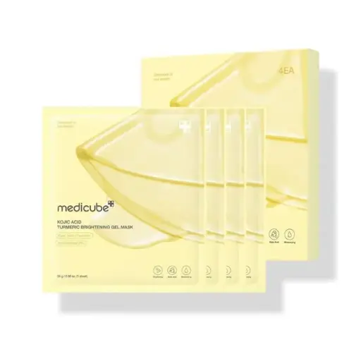 [8800256114603] MEDICUBE KOJIC ACID TURMERIC BRIGHTENING GL MASC UNISEX 4SHEET 28G 