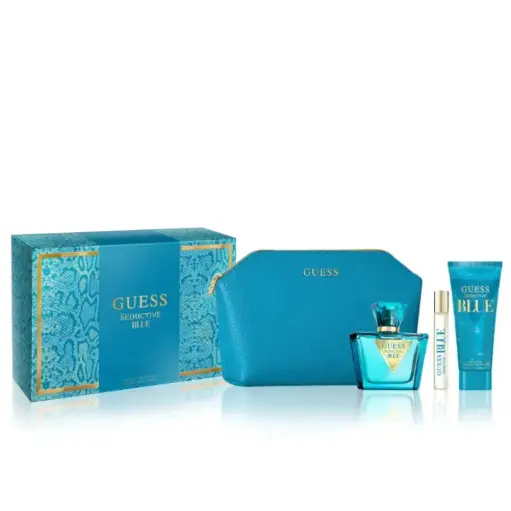 [085715329721] GUESS SEDUCTIVE BLUE WOMEN SET EDT 75ML+EDT 15ML+BL 100ML+POUCH 